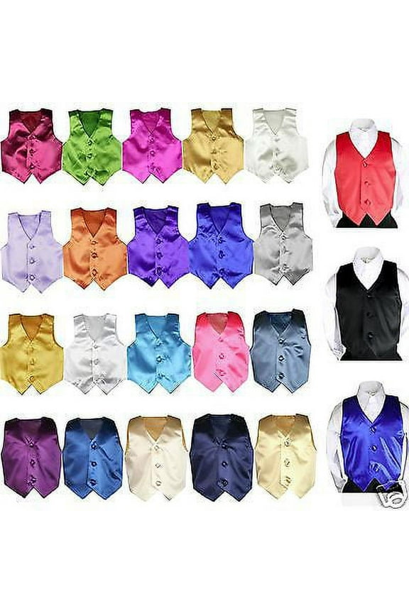 23 color Satin Vest only for Boy Teen Formal Party Graduation Tuxedo Suit 8-28