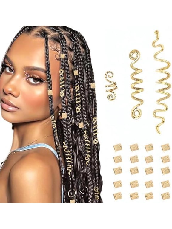 23 count Hair Set for Women: Loc Accessories, Hair Cuffs for Braids & Dreadlocks, Halloween Decoration
