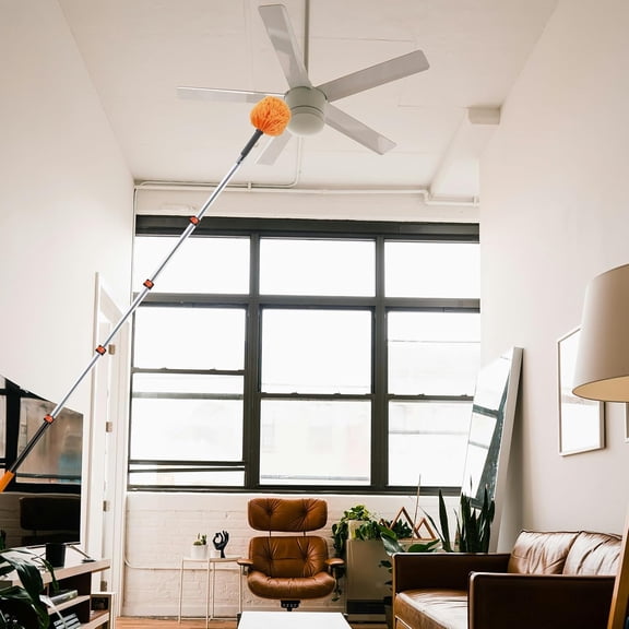 23 ft High Reach Cobweb Duster with Extension Pole, Spider Web Brush with Lightweight 5 Stage 4-16.5 ft Telescoping Pole, Soft Bristles Dusters for Outdoor Indoor Cleaning