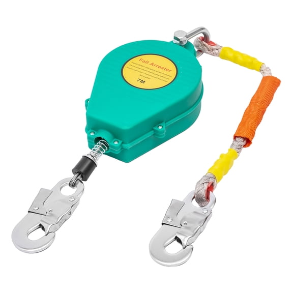 23 ft Self Retracting Lifeline 7 M Fall Arrester Double-locking Teeth Braking Steel Wire Rope Wear/Flame/Heat Resistant Anti-twist