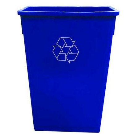 23 gal Rectangular Trash Can, Blue, 11 1/2 in Dia, None, Plastic
