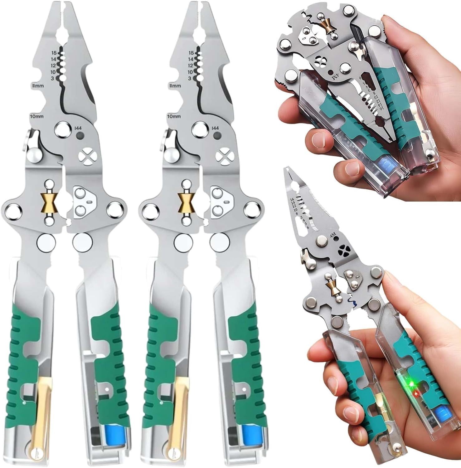 23-in-1 Folding Wire Stripper Pliers, 2026 Upgrade Multifunctional Tool with Voltage Detector, Crimper & Stylus Screwdriver for Cutting, Stripping & Pulling Wires