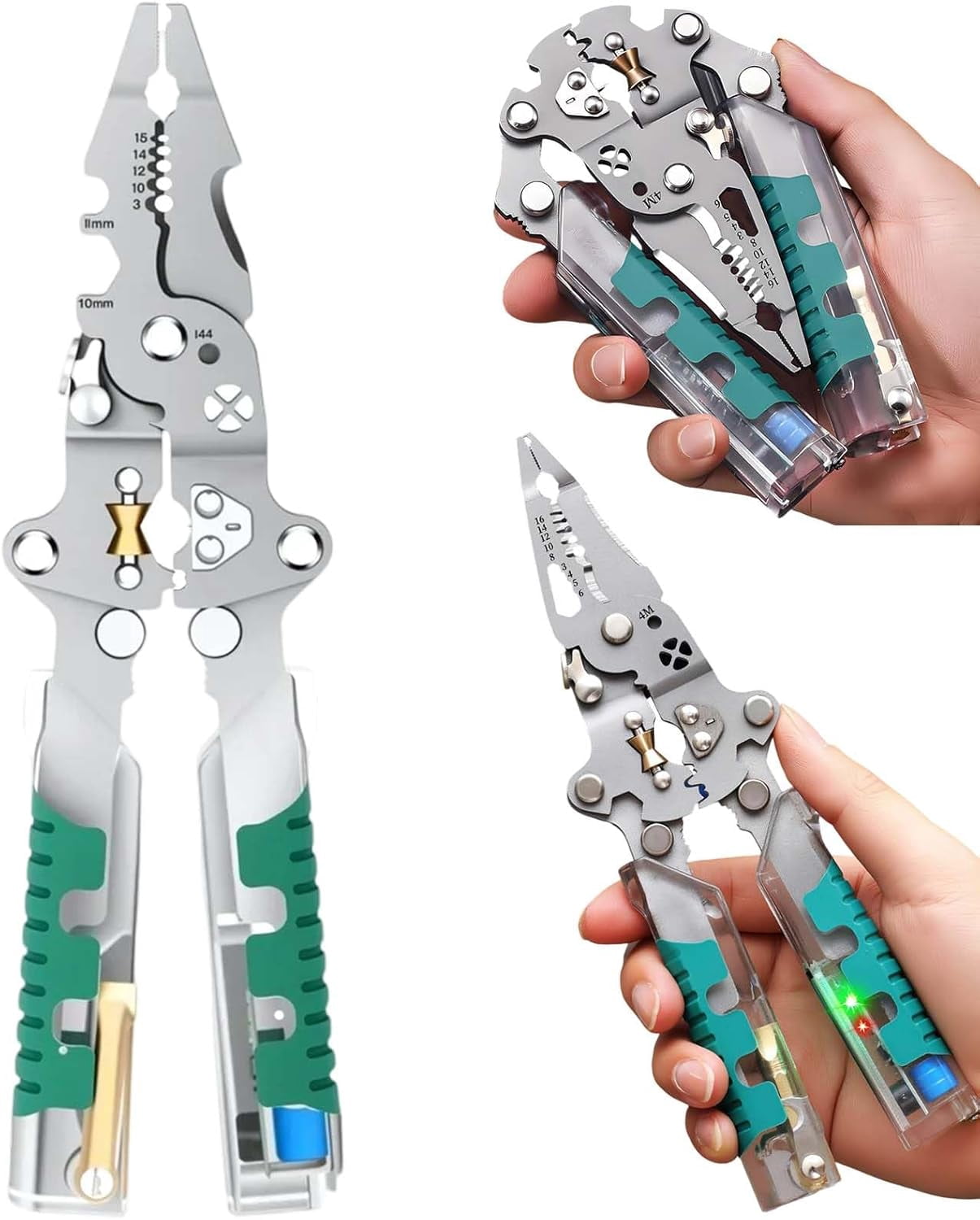 23-in-1 Folding Wire Stripper Pliers, 2026 Upgrade Multifunctional Tool with Voltage Detector, Crimper & Stylus Screwdriver for Cutting, Stripping & Pulling Wires