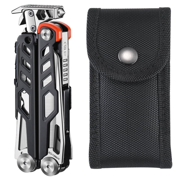 23 in 1 Multitool Pliers Stainless Steel Multi Tool Pocket Knife with Safety Lock, Glass Breaker for Camping Hiking Emergency Survival