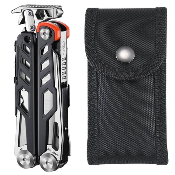 23 in 1 Multitool Pliers Stainless Steel Multi Tool Pocket Knife with Safety Lock, Glass Breaker for Camping Hiking Emergency Survival