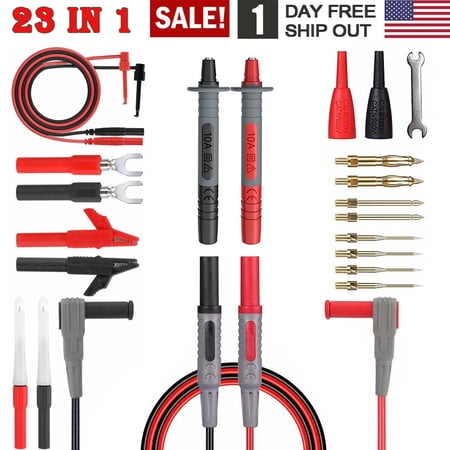 23 in 1 Silicone Multimeter Test Leads Kit Precision Sharp Probes Test Lead Set Fit for Any Digital Multimeter, Automotive Electronic Clamp Meter