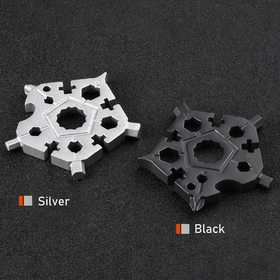 23-in-1 Snowflake Multitool Pentagonal Wrench and Bottle Opener Kit for Outdoor Camping Black