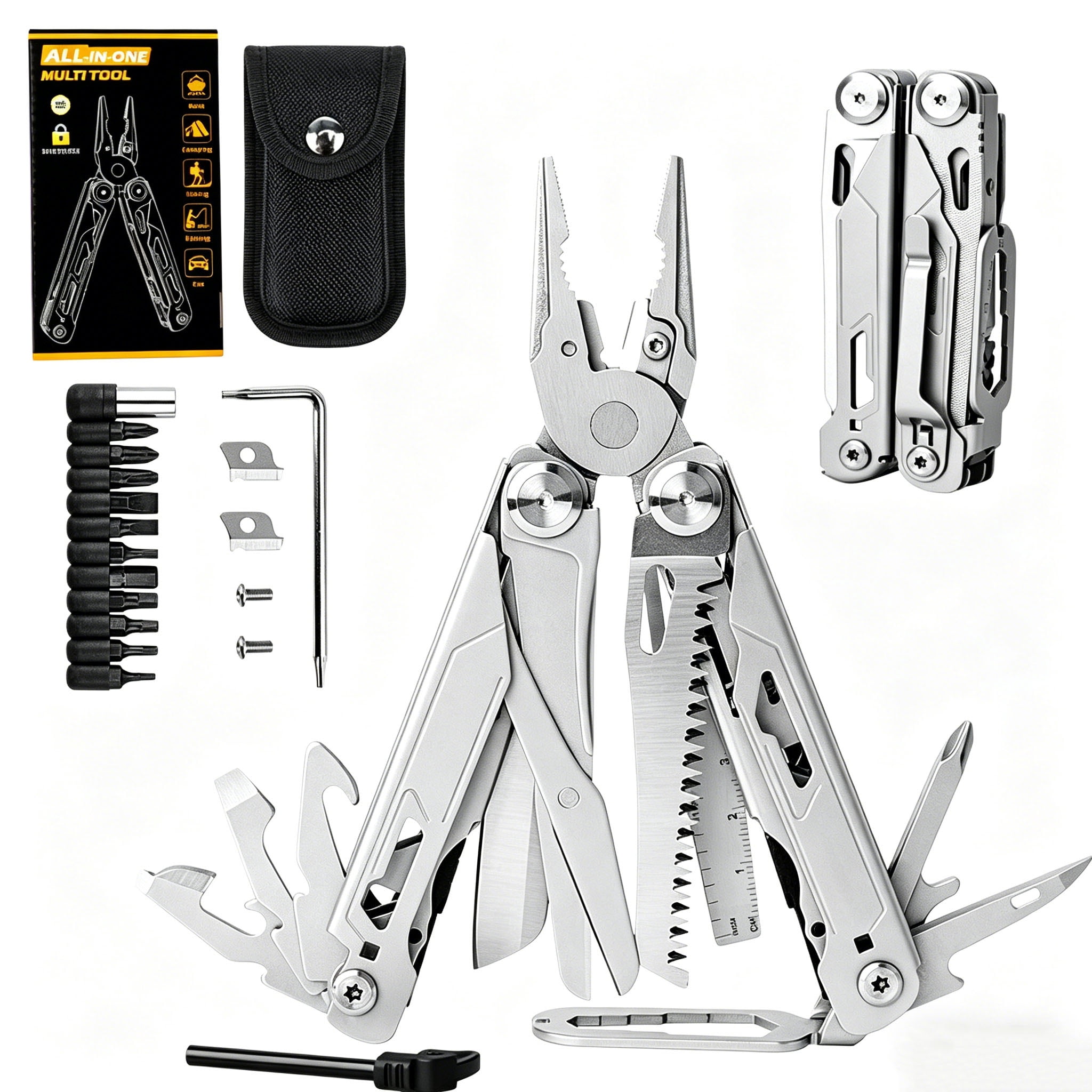23-in-1 Stainless Steel Multi Tool Pliers with Knife Saw Wire Cutter for Outdoor Camping & Household Repair