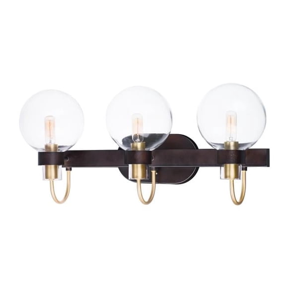 23 in. Bauhaus Three-Light Bath Vanity Wall Light, Bronze & Satin Brass