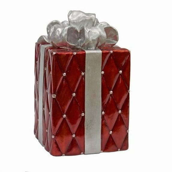 23 in. Christmas Gift Box - Red, Silver