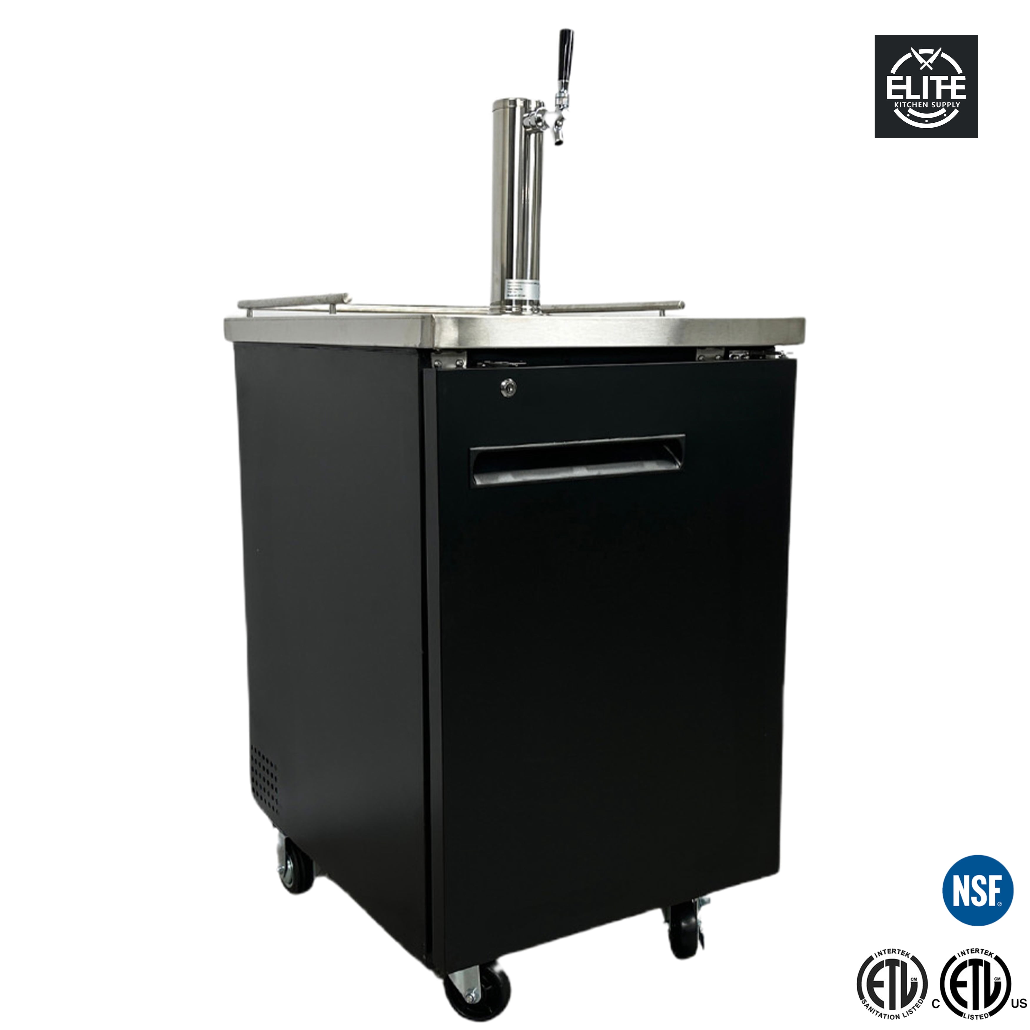 23 in. Commercial Kegerator Beer Dispenser 1 Tap Black, 1/2 Barrel NSF ETL