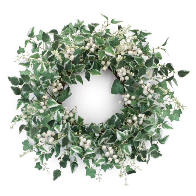 23" Green and White Artificial Floral Grapevine Wreath