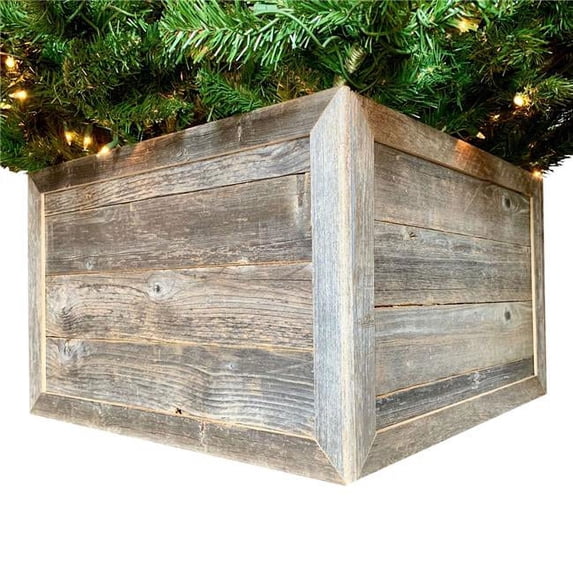 23 in. Square Natural Weathered Gray Christmas Tree Collar