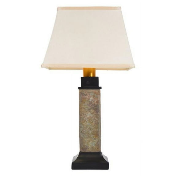 23 in. Wireless All-Weather Trapezoid Table Lamp, Slate