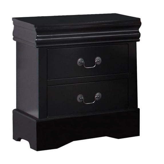 23 in. Wooden 2 Drawer Nightstand, Black