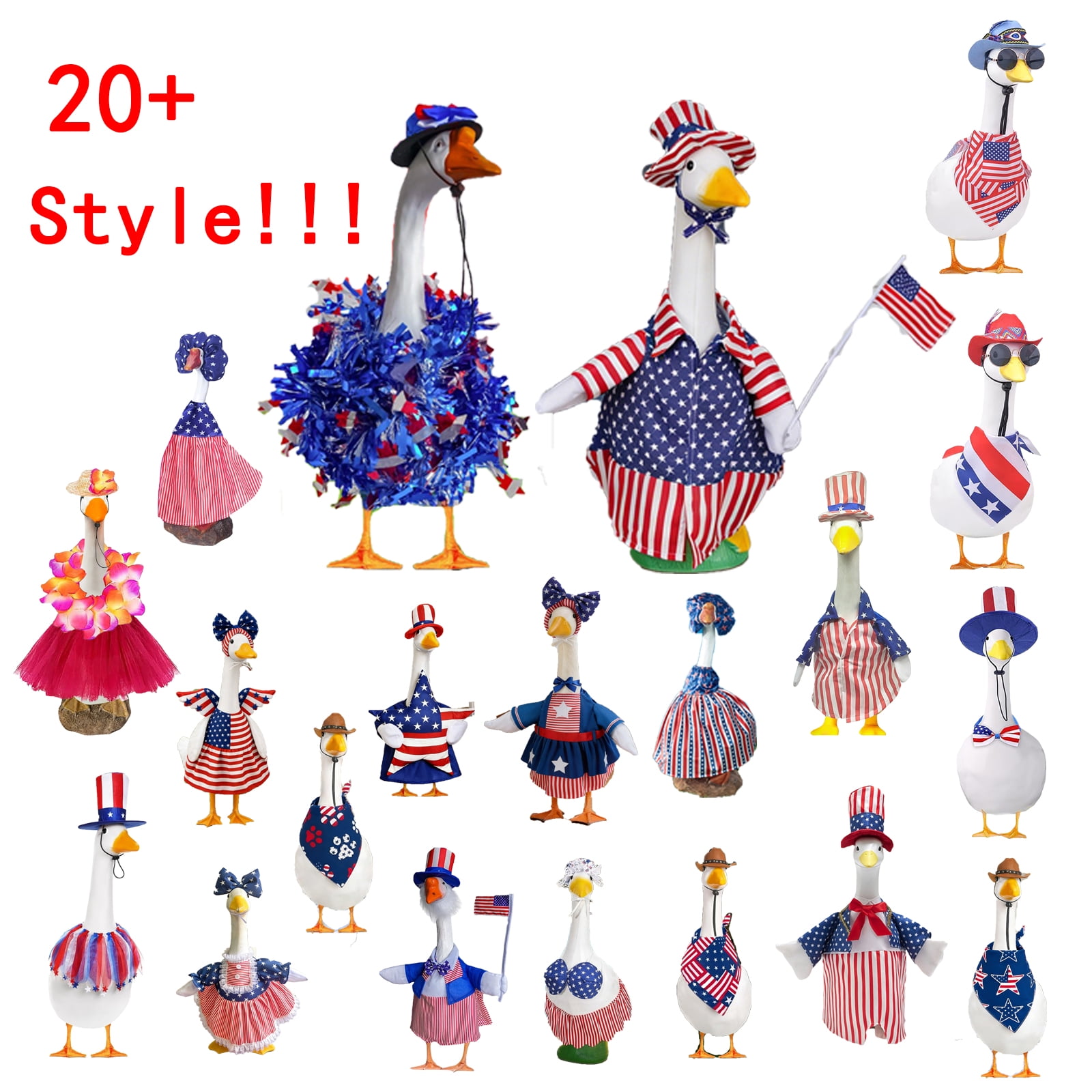 23 inch American Flag Patriotic Outfit for Porch Goose Statues, Classic ...