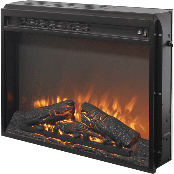 23 inch Electric Fireplace Insert, Realistic Flame Effect Heater with Log Set, 1400W Wall Mount/Insert Fireplace for TV Stand, Overheat Protection, Antique Black, Vent Free