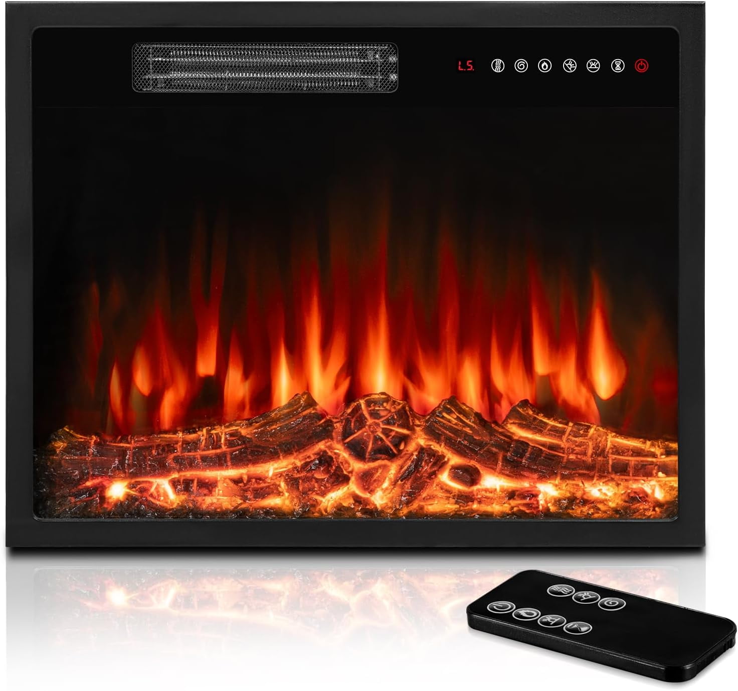23 inch Electric Fireplace Insert with Stove Heater for TV Stand,LED ...