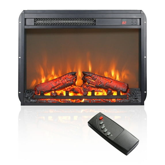 23 inch Electric Fireplace Stove with Remote Control, Wall Mounted Insert Fireplace Electric Heater Controllable 3D Flame