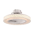 thumbnail image 1 of 23" Modern Indoor Enclosed Bird-Nest Flush Mount LED Bulb Ceiling Fan w/ Light ＆Remote Control White, 1 of 10