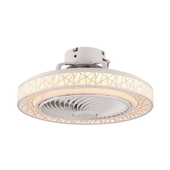23" Modern Indoor Enclosed Bird-Nest Flush Mount LED Bulb Ceiling Fan w/ Light &Remote Control White
