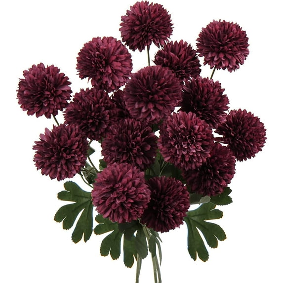 23 inch Tall Chrysanthemum Fake Mums Flowers for Decoration Rustic Flowers Artificial Chrysanthemum Flower Arrangement for Home Office Wedding Table Decor- Fake Red Flowers Faux Mum 4 Pack