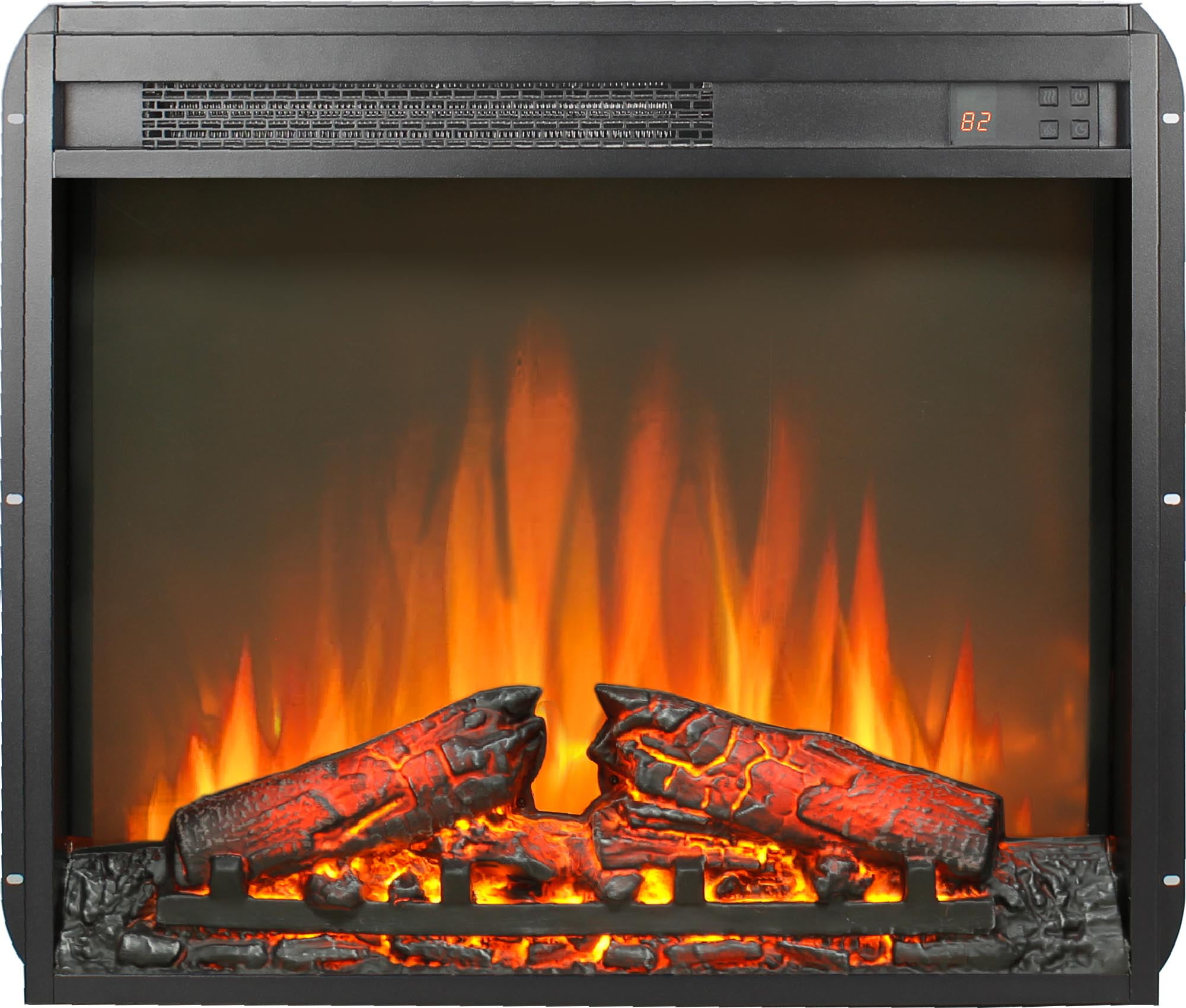 23 inch electric fireplace insert, ultra thin heater with log set