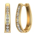 thumbnail image 1 of 23 mm Long Channel Set Diamond Hoop Earrings Click Lock Setting 0.95 CTW 18k Gold, 1 of 4