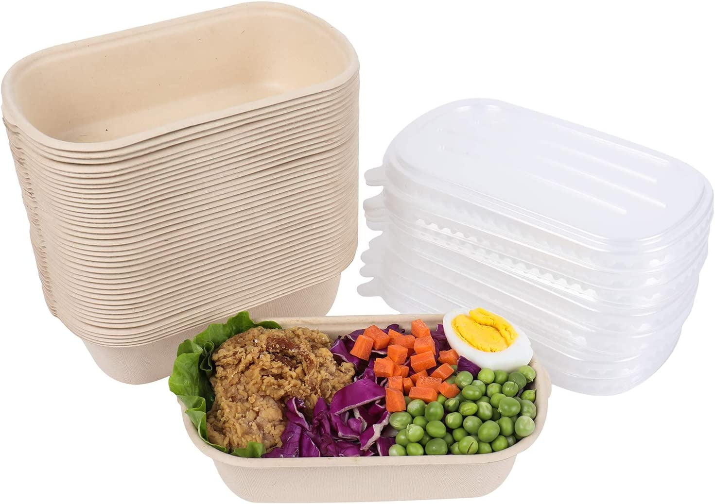 23 oz Disposable salad bowls with lids, Sugarcane Fiber Paper Bowls ...