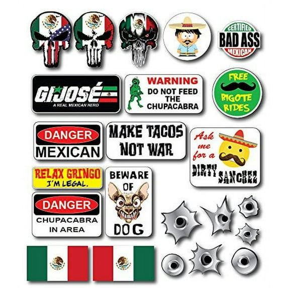 23 pack of Mexican Crude Humor Hilarious Hard Hat Prank Decal Joke Sticker Funny Laugh Construction LOL