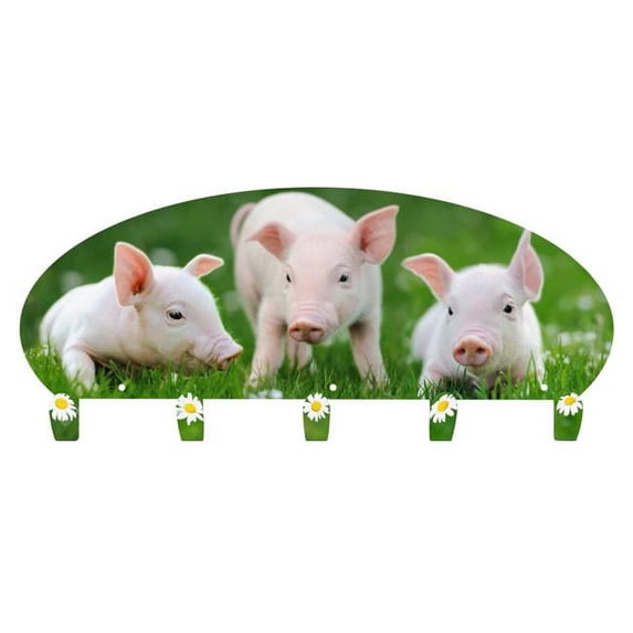 23 x 10 in. Wall Mounted 5 Hooks Pig Coat Rack