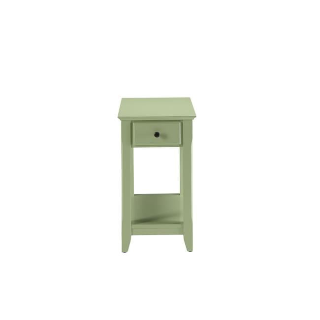 Bertie Light Green Wooden Accent Table with Drawer and Shelf