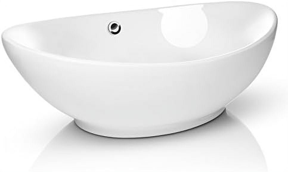 23" x 15" Oval White Ceramic Vessel Sink Shape Above Counter Bathroom