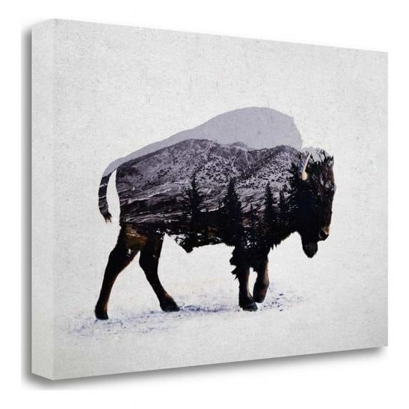 23" x 15" The American Bison by Davies Babies Print On Canvas Fabric Multi-Color