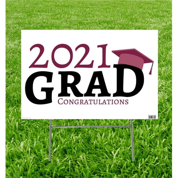 23 x 15 in. 2021 Grad Yard Sign, Maroon