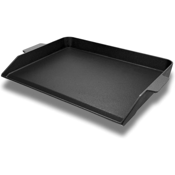 23 x 16 Inch Cast Iron Griddle for Gas Grills, Heavy Duty Outdoor Griddle, Extra Large Cast Iron Griddle for Even Heat, Non-Stick Flat Top Griddle for Grill Cooking Burgers, Pancakes, Steak & More