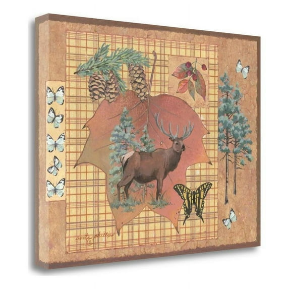 23" x 17" Elk Leaf by Anita Phillips - Print On Canvas Fabric Multi-Color