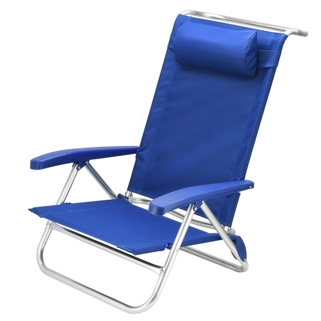 23" x 18.5" Cobalt Blue 5-Position Folding Beach Chair