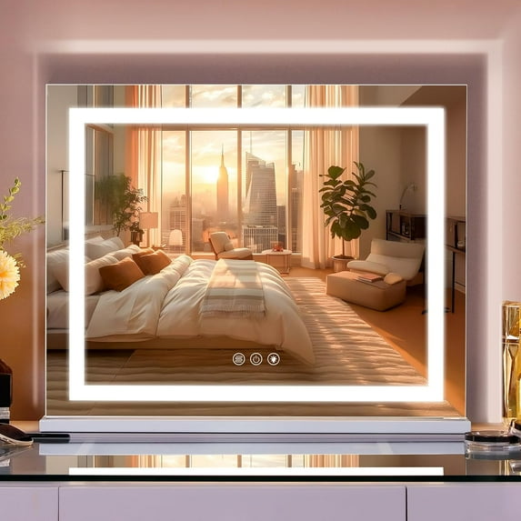 23" x 18" Lighted Makeup Mirror with 10X Magnification & 3 Modes Smart Touch Control