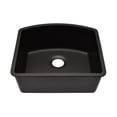 thumbnail image 1 of 23" x 21" Quartz Kitchen Sink, Single Bowl Sink, D-Shaped Sink, Drop-in Sink, Undermount Sink, Granite Kitchen Sink, Galaxy Black Kitchen Sink by Lexicon Platinum LP-2321D-K-SO, 1 of 10