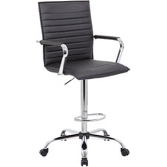23 x 26 x 45.5 in. Ribbed Design Vinyl Drafting Chair, Black