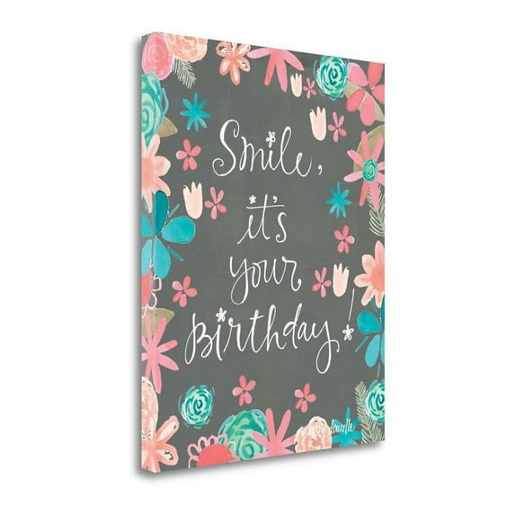 23" x 28" Flowery Birthday By Katie Doucette- Print on Canvas Fabric Multi-Color