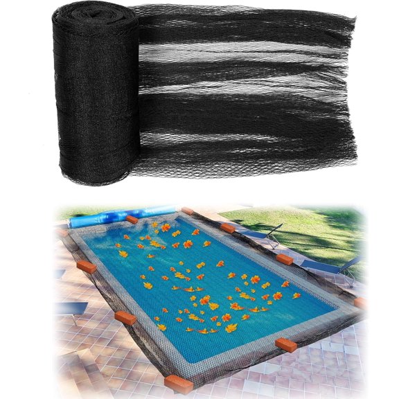 23 x 42.5 ft Leaf Net Cover for Inground Pools Rectangle Mesh Keeps Leaves Out Applies to 7 x 13 M Pool for Winter Autumn Summer Cover Resistance Cold and UV, Easy to Install, Black