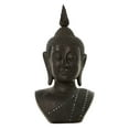 thumbnail image 1 of 23" x 47" Black Polystone Meditating Buddha Sculpture with Engraved Carvings and Relief Detailing, by DecMode, 1 of 12