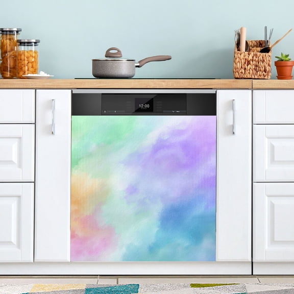23"x26" Dishwasher Magnetic Refrigerator Magnet Cover Sticker Home Decorative Candy Watercolor Clouds
