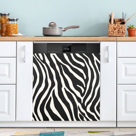 23"x26" Dishwasher Magnetic Refrigerator Magnet Cover Sticker Home Decorative Classic Zebra Stripes Texture