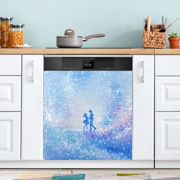 23"x26" Dishwasher Magnetic Refrigerator Magnet Cover Sticker Home Decorative Snowy Dance Pattern