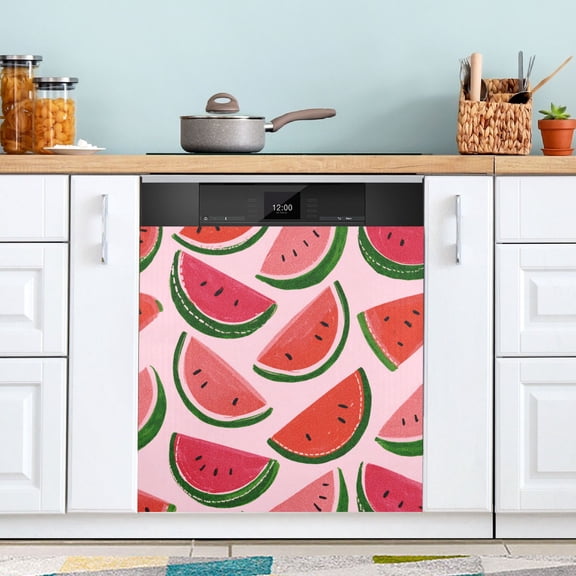 23"x26" Dishwasher Magnetic Refrigerator Magnet Cover Sticker Home Decorative Summer Melon Bloom