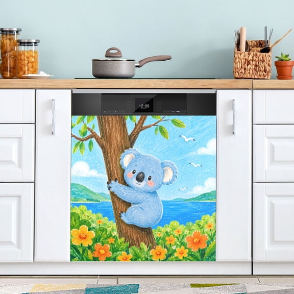 23"x26" Dishwasher Magnetic Refrigerator Magnet Cover Sticker Home Decorative Tree Koala Lake Wall Print