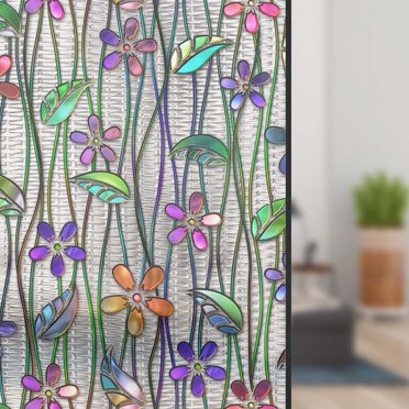 Geometric Stained Glass Static Cling Window Film – No Glue, Opaque Privacy Stickers